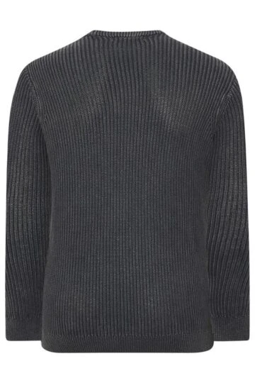BadRhino Big & Tall Charcoal Grey Acid Wash Jumper