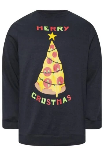BadRhino Big & Tall Black 'Merry Crustmas' Printed Sweatshirt