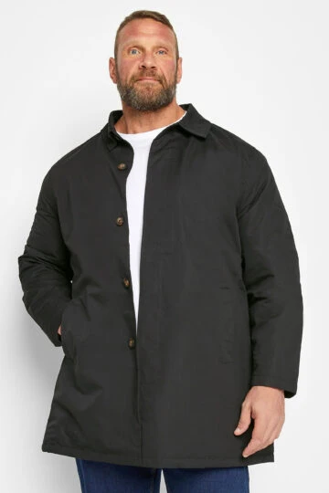 D555 Big & Tall Black Button Down Long Sleeve Shirt Jacket