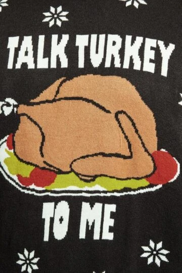 BadRhino Big & Tall Black 'Talk Turkey To Me' Christmas Jumper