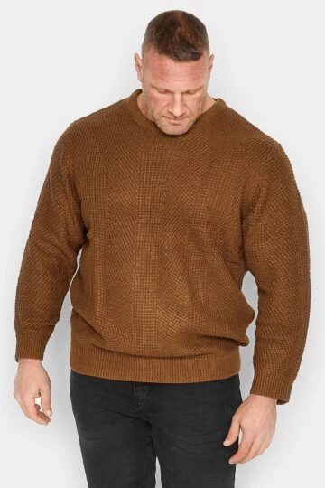 JACK & JONES Big & Tall Brown Knitted Jumper