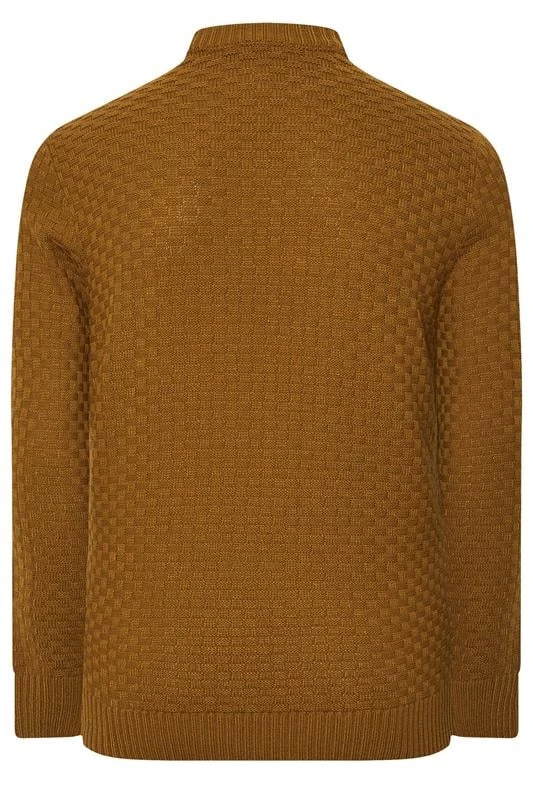 BadRhino Big & Tall Brown Textured Crew Neck Knitted Jumper 4 BadRhino Big & Tall Brown Textured Crew Neck Knitted Jumper - Image 4
