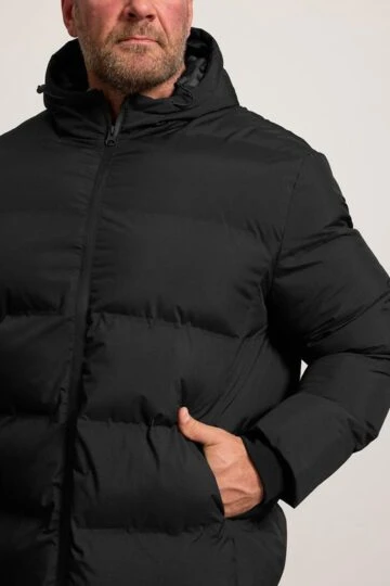 BadRhino Big & Tall Black Seamless Longline Puffer Jacket
