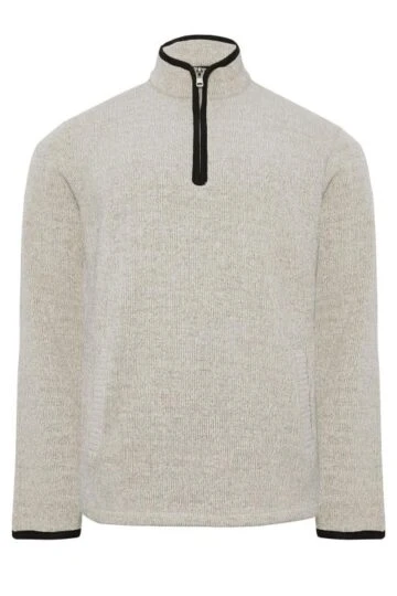 BadRhino Big & Tall Natural Brown Quarter Zip Jumper