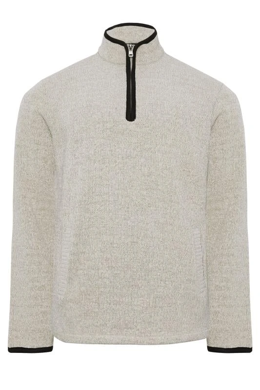 BadRhino Big & Tall Natural Brown Quarter Zip Jumper 1 BadRhino Big & Tall Natural Brown Quarter Zip Jumper