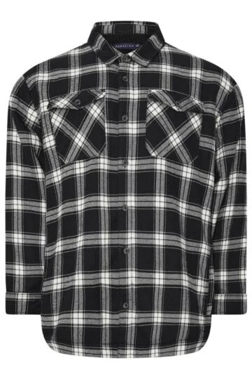 BadRhino Big & Tall Black Checked Borg Shacket