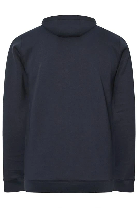 BadRhino Big & Tall Navy Blue Zip Through Hoodie 3 BadRhino Big & Tall Navy Blue Zip Through Hoodie - Image 3