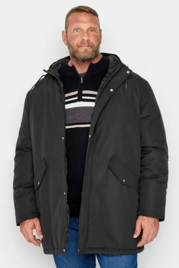 BadRhino Big & Tall Black Long Hooded Parka